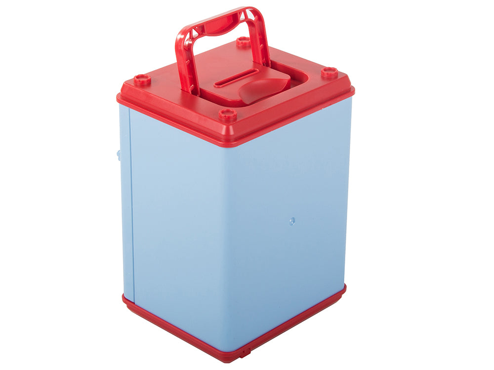 Pusculita tip seif, Zola®, deschidere cu pin, sunete si lumina, plastic, 18 x 10 x 12 cm, albastru Pusculita tip seif, Zola®, deschidere cu pin, sunete si lumina, plastic, 18 x 10 x 12 cm, albastru